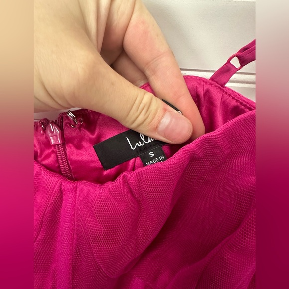 Lulus Rule the Runway Hot Pink Tulle Bustier Tiered Maxi Dress - Picture 7 of 10
